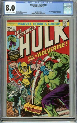 Incredible Hulk 181 Cgc 8.  0 Ow/w - 1st Appearance Of Wolverine