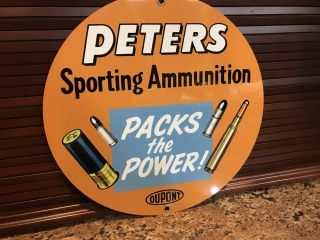 Peters Sporting Shooting Ammunition Hunting Gun Vintage Style Round Metal Sign
