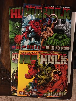 Hulk Hardcover Set 1 - 6 Red Hulk,  Red & Green,  No More,  X - Force,  Fall,  World War