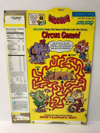 1994 General Mills Kaboom Flat Cereal Box Circus Game 2