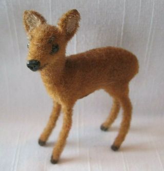 Vintage Kunstlershutz Deer Doe Fawn Flocked Forest Animal West Germany German