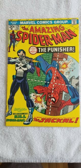 Spiderman 129 Marvel Comics 1974 1st App Punisher Presents Very Well