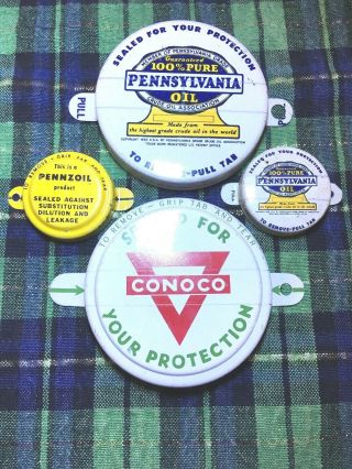 Vintage Oil Bottle Caps Conoco Pennzoil Pennsylvania Cool