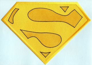 7 " X 10 " Embroidered Christopher Reeve Yellow & Black Superman Cape Logo Patch