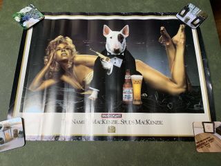 Vintage Spuds Mackenzie Poster / James Bond,  Goldfinger Parody / 20 In.  X 28 In.
