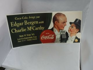 Coca Cola Cardboard Sign Edgar Bergen W/ Charlie Mccarthy 1995 Convention Poster