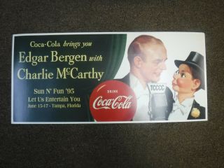 Coca Cola Cardboard Sign Edgar Bergen w/ Charlie McCarthy 1995 Convention Poster 2