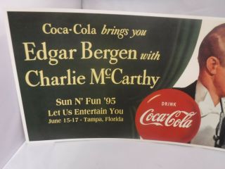 Coca Cola Cardboard Sign Edgar Bergen w/ Charlie McCarthy 1995 Convention Poster 3