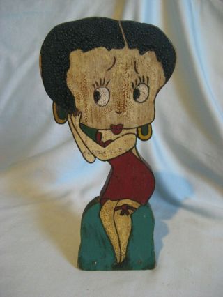 Rare Wooden Betty Boop Doorstop Signed/ Dated 1925 Antique Comic Character Early