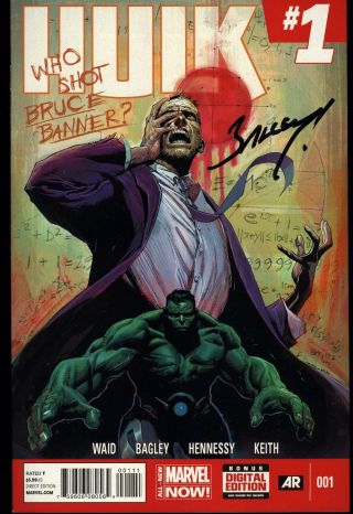 Hulk 1 (2014) First Print Signed Mark Bagley Marvel Now Htf Mark Waid Nm,