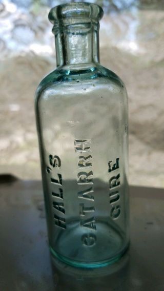 Antique HALL ' S CATARRH CURE Bottle Quack Medicine The Great American Swindle 4
