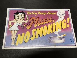 Betty Boop Nurse Please No Smoking Vintage Metal Sign