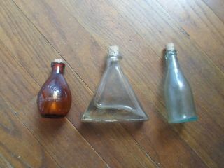 Vtg.  Brown & Clear Glass Medicine Bottles 