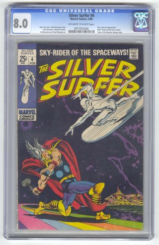 Silver Surfer 4 Cgc 8.  0 Marvel Comic Key Classic Cover Thor Loki 25c