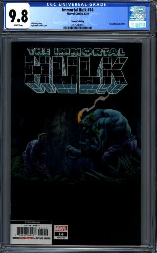 Immortal Hulk 14 Marvel Comics 2nd Print Cgc 9.  8
