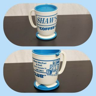 Vintage Advertisement Plastic Travel Vehicle No Spill Coffee Cup W/ Holder Base