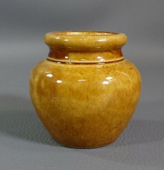 19c.  Antique Glazed Stoneware Pottery Clay Ceramic Inkwell Ink Bottle Pot 2 " Vase