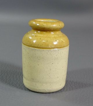 19c.  Antique Glazed Stoneware Pottery Clay Ceramic Inkwell 2 " Ink Well Bottle Pot