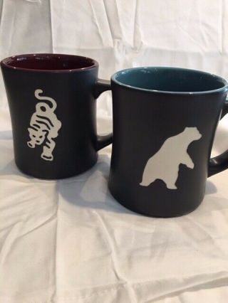 2012 Starbucks Polar Bear And Tiger Ceramic Mug Set Of Two