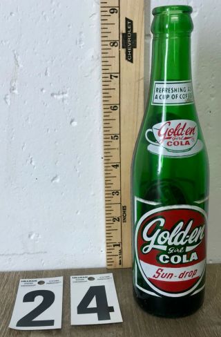 Golden Girl Cola Sun Drop Acl Green Glass Soda Pop Bottle Vintage Duraglas 7oz
