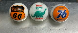 3 Vintage Petroliana 1 " Collector Marbles (sinclair,  Phillips 66,  Union 76)
