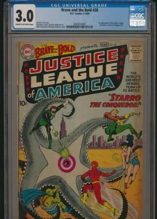 Dc Brave And The Bold 28 1960 Cgc 3.  0 1st Justice League Of America Appearance