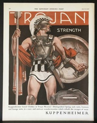 1927 Kuppenheimer Woolen Suit Trojan Weave Strength Greek Beauty J C Leyendecker