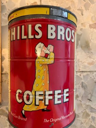 Vintage Hills Brothers ' Red Can Two - Pound Metal Coffee Can with lid 2