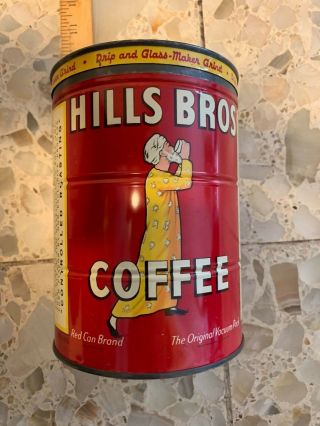 Vintage Hills Brothers ' Red Can Two - Pound Metal Coffee Can with lid 4