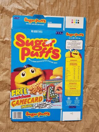 1991 Quaker Sugar Puffs England Scratchers Game Card Cereal Box