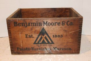 Benjamin Moore Paint Wood Box Crate Paint Varnish Est.  1883