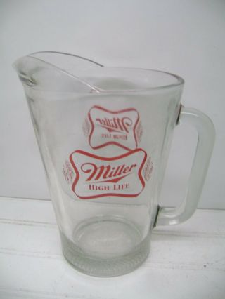 Rare Short Version Of Miller High Life Glass Beer Pitcher