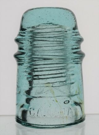 Light Aqua Cd 121 ‘b.  T.  C.  ’ Blot Out Canada Toll Glass Insulator