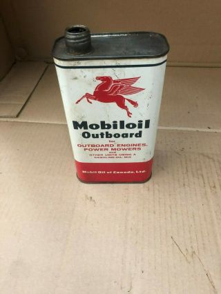 Mobiloil Outboard Motor Oil Tin Quart - Mobil - Oil Can