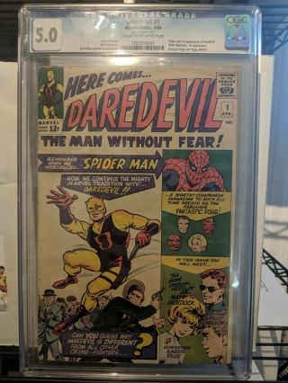 Daredevil 1 Cgc 5.  0 Vg - Fn 1st Appearance Daredevil 1964 Stan Lee & Jack Kirby