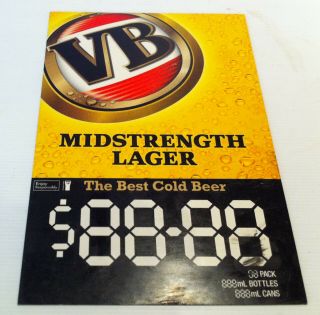 Large Vintage Victoria Bitter Vb Midstrength Lager Fridge Decal Magnet