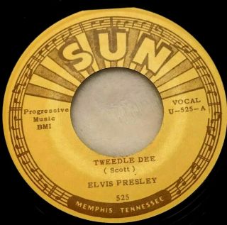 Elvis Presley Sun 525 Tweedle Dee / Happy Birthday Baby 45 Rare Nm Mariano 