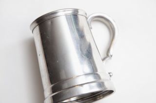 English Pewter Tankard Beer Stein Glass Bottom Made In Sheffield England Stamped