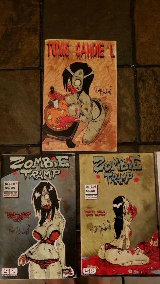 Dan Mendoza Zombie Tramp S.  R.  Distro Signed 1&2 And Art Book