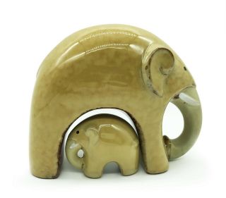 Set Of 2 Ceramic Elephants Statue Figure Stone Colored Craft Art Home Decor Gift