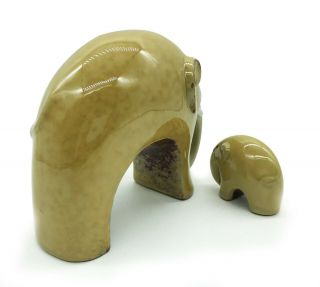 Set of 2 Ceramic Elephants Statue Figure Stone Colored Craft Art Home Decor Gift 3