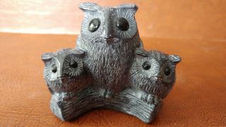 A Wolf Owl Sculpture - Owls Carved From Soap Stone Handmade Canada