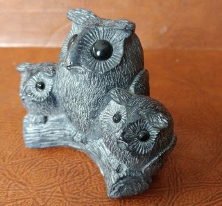 A WOLF OWL SCULPTURE - Owls Carved from Soap Stone Handmade Canada 2