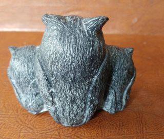 A WOLF OWL SCULPTURE - Owls Carved from Soap Stone Handmade Canada 3