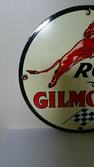 Vintage Roar With Gilmore Porcelain Gas and Oil Pump Plate 3