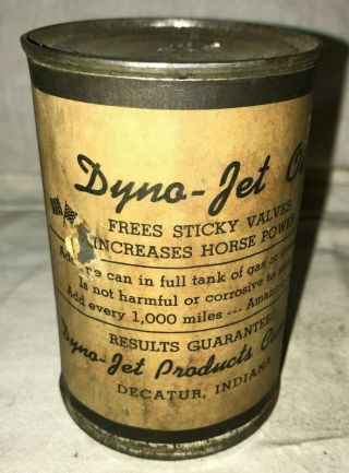 ANTIQUE DYNA JET OIL TIN VINTAGE GAS STATION CAN DECATUR IN INDY CAR 1 3