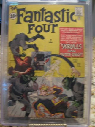 Fantastic Four 2 CGC 4.  0 Blue Label 1st Skrulls 2nd FF issue Jan.  1962 Marvel 3
