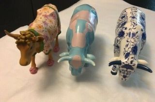 Cows On Parade Collectibles,  Lullaby Cow,  Early Show Cow,  Blue & White China