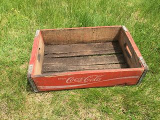 Vtg Enjoy Coca Cola Red Wood Soda Bottle Pop Crate Box Carrier Display Americana