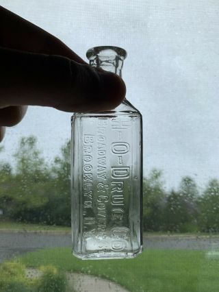 Antique H - O - Drug Co.  Brooklyn,  Ny York Medicine Apothecary Embossed Bottle